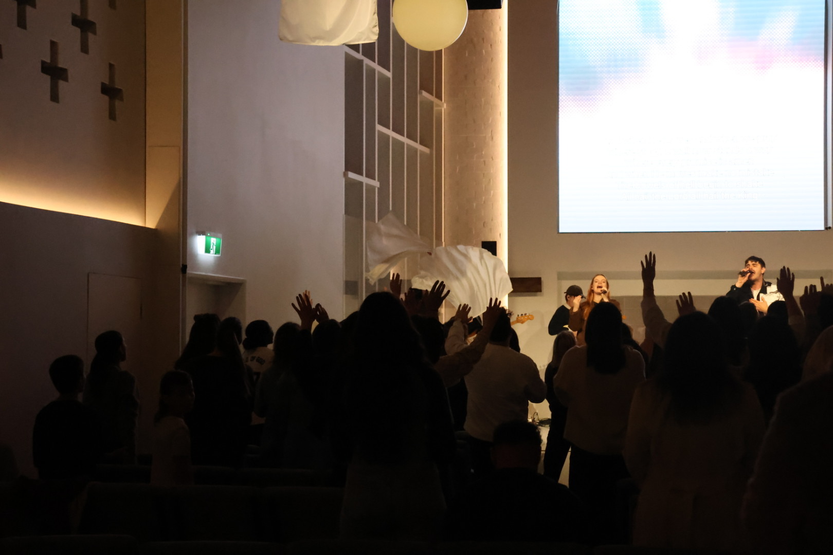 The Saints congregation gathered in worship